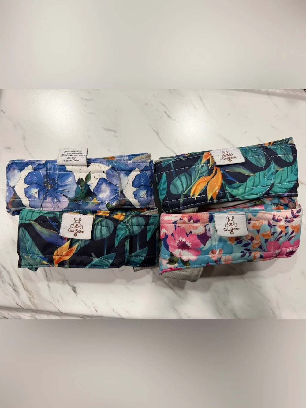 Cutebone Female Dog Diaper Diapers - Docked Tail - NO TAIL HOLE - Floral Girly